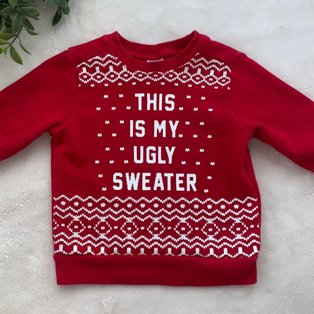 Carter’s Red Holiday Sweatshirt 6M Christmas EUC